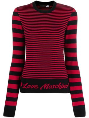 Love Moschino pull rayé à logo brodé - Rose