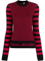 Love Moschino pull rayé à logo brodé - Rose