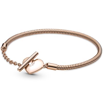 Pandora 589285C00 Armband Heart T-Bar Snake zilver rosekleurig