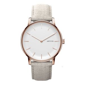 ARTUUR Rose Gold - Polshorloge - Ecru Linnen