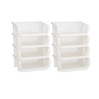 Opberg kratten/rekken/organizers - 12 stuks - 39 x 30 x 13 cm - kunststof - wit - thumbnail