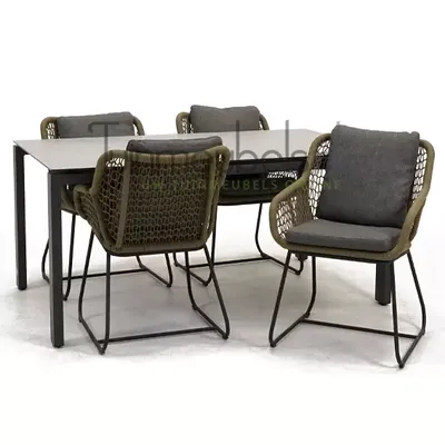 Tuinstoel Portofino olijf groen met GOA HPL 160 cm licht grijs