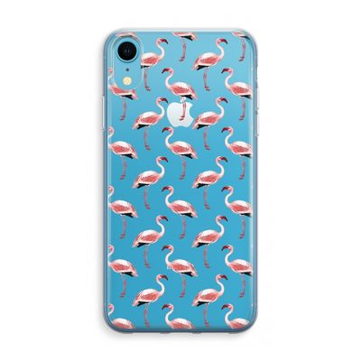Flamingoprint groen: iPhone XR Transparant Hoesje
