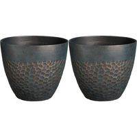 Plantenpot/bloempot Bravo - 2x - kunststof - voor buiten - Diep groen - D38 x H32 cm