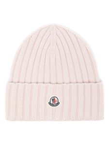 Moncler bonnet en maille nervurée à patch logo - Rose