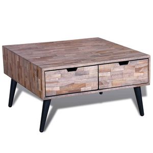 The Living Store Salontafel Vintage - 72 x 72 x 41 cm - Gerecycled Teakhout - Handgemaakt