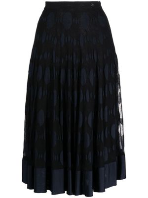 CHANEL Pre-Owned jupe mi-longue plissée à pois (2016) - Bleu