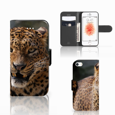Apple iPhone 5 | 5s | SE | Telefoonhoesje | Met pasjeshouder | Luipaard