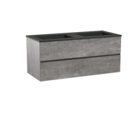 Storke Edge zwevend badmeubel 120 x 52 cm beton donkergrijs met Scuro dubbele wastafel in mat kwarts - thumbnail