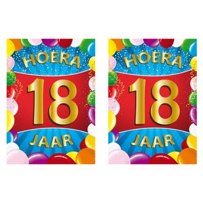 Verjaardag deurposter - 2x - 18 jaar - multi - 59 x 42 cm - leeftijd feestartikelen Verjaardag deurposter - 2x - 18 jaar - multi - 59 x 42 cm - leeftijd feestartikelen