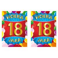 Verjaardag deurposter - 2x - 18 jaar - multi - 59 x 42 cm - leeftijd feestartikelen Verjaardag deurposter - 2x - 18 jaar - multi - 59 x 42 cm - leeftijd feestartikelen