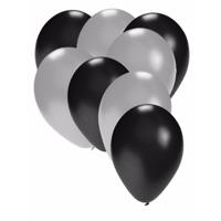 Shoppartners party ballonnen - zwart en zilver - 30x stuks - feestartikelen - versiering