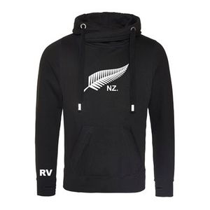Rugby Vintage - Nieuw Zeeland Cross Neck Hoodie - Zwart