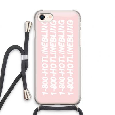 Hotline bling pink: iPhone 8 Transparant Hoesje met koord