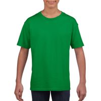 Groen basic t-shirt met ronde hals voor kinderen / unisex van katoen XL (164-176)  -