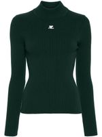 Courrèges pull nervuré à patch logo - Vert