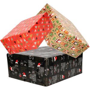 3x Rollen Kerst inpakpapier/cadeaupapier 2,5 x 0,7 meter