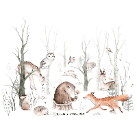 Designed4Kids wandvullend behang kinderkamer dieren in het bos-350 x 260 cm