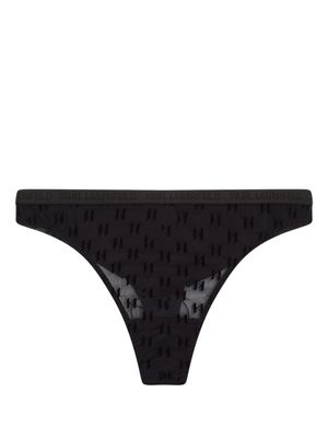 Karl Lagerfeld string transparent à motif monogrammé - Noir