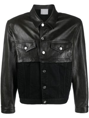 VTMNTS veste en jean à empiècements en cuir - Noir