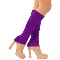 Verkleed beenwarmers - paars - one size - voor dames - Carnaval accessoires - thumbnail