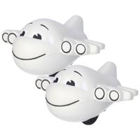 Anti stressbal vliegtuig - 2x - 10 cm - rubber - tegen vliegangst - relaxen