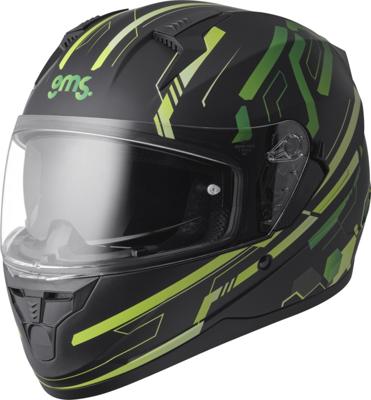 GMS Hexago Graphic, Integraalhelm, Mat zwart Groen
