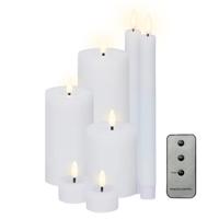LED kaarsen set - wax - 7-dlg - wit - dinerkaarsen/stompkaarsen/theelichten - afstandsbediening