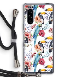 Bloemen tukan: Sony Xperia 5 Transparant Hoesje met koord