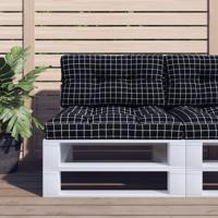 VidaXL Palletkussens 2 st stof ruitpatroon zwart