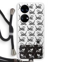 Zwarte poes: Huawei P50 Transparant Hoesje met koord