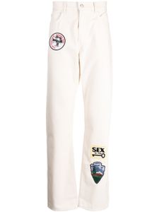 CARNE BOLLENTE pantalon droit à détail de patch - Blanc