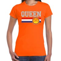 Queen t-shirt oranje voor dames - Koningsdag shirts