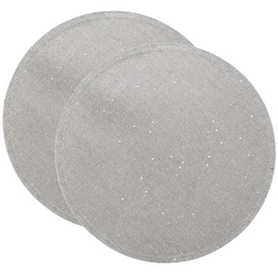 Placemat - 4x - zilver glitter - rond - D38 cm - jute - Voor o.a. Kerstmis/bruiloft/feest