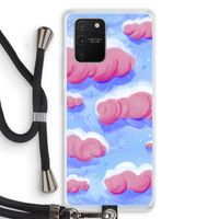 Roze wolken met vogels: Samsung Galaxy S10 Lite Transparant Hoesje met koord