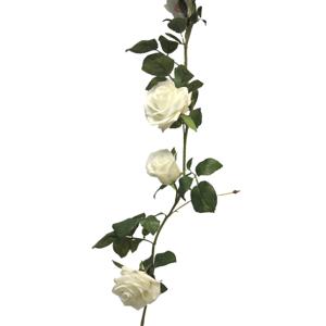 Kunstbloemen slinger rozen Emily - 145 cm - wit - guirlande - decoratie - bruiloft versiering