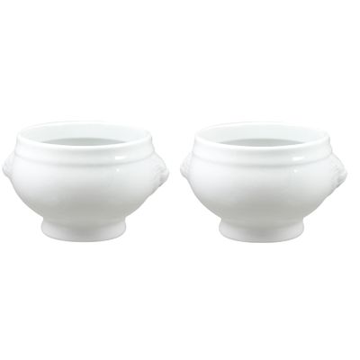 Set van 8x stuks witte soepkommen met leeuwenkop van porselein 12 cm rond