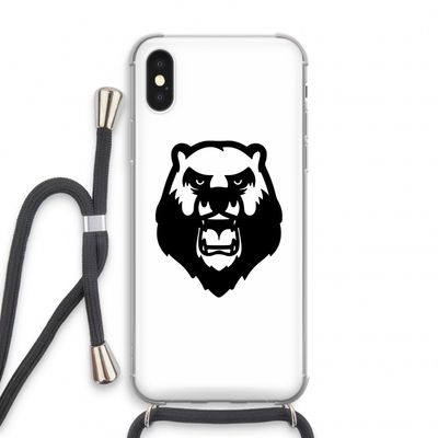 Angry Bear (white): iPhone X Transparant Hoesje met koord