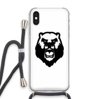 Angry Bear (white): iPhone X Transparant Hoesje met koord