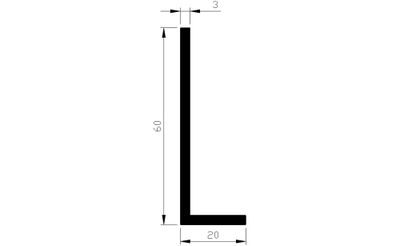 Hoekprofiel alu brute 60x20x3mm (3mtr)