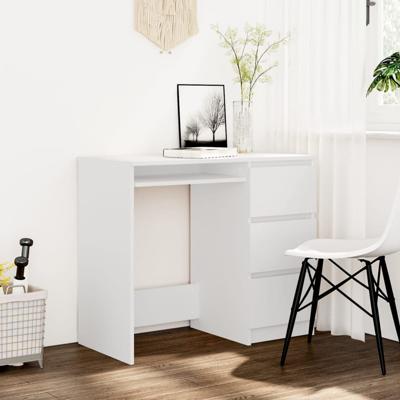 Bureau 90x45x76 cm bewerkt hout wit