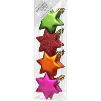 Christmas goods Kersthangers - 4x - gekleurde sterren - 6 cm