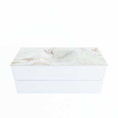 MONDIAZ VICA-DLUX 120cm badmeubel onderkast Talc 2 lades. Inbouw wastafel CLOUD midden 1 kraangat, kleur Frappe.