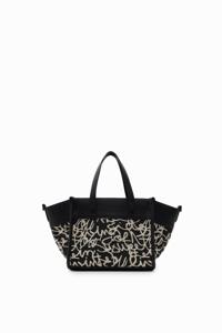 Middelgrote canvas tas met tekst - BLACK - U