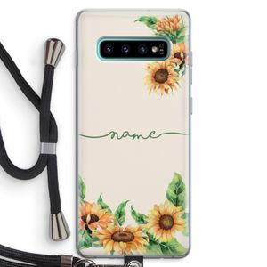 Zonnebloemen: Samsung Galaxy S10 Plus Transparant Hoesje met koord