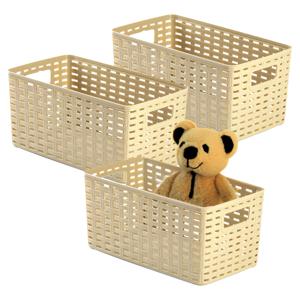 Opbergmand - 3x - Kastmand - rotan kunststof - beige - 5 Liter - 15 x 28 x 13 cm