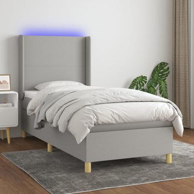 Boxspring met matras en LED stof lichtgrijs 80x200 cm