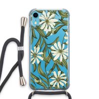 Wit bloemenpatroon: iPhone XR Transparant Hoesje met koord