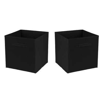 Opbergmand/kastmand Square Box - 4x - karton/kunststof - 29 liter - zwart - 31 x 31 x 31 cm