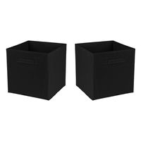 Opbergmand/kastmand Square Box - 4x - karton/kunststof - 29 liter - zwart - 31 x 31 x 31 cm